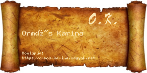 Ormós Karina névjegykártya